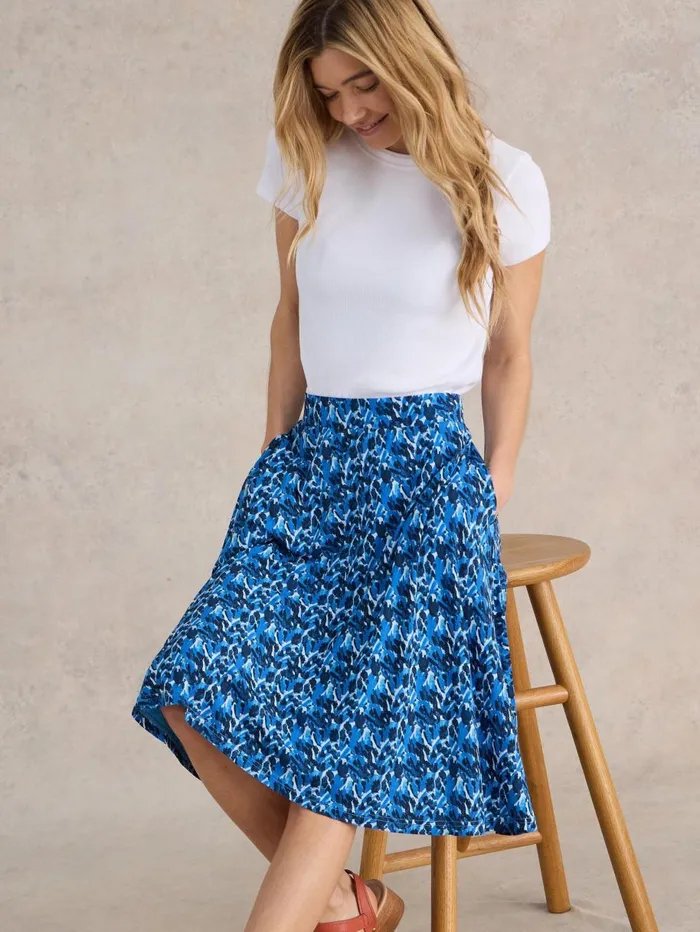 White Stuff SKIRTS Jade Eco Vero Jersey Skirt Blue Print 8211 Women White Stuff SKIRTS Jade Eco Vero Jersey Skirt Blue Print 8211 Women