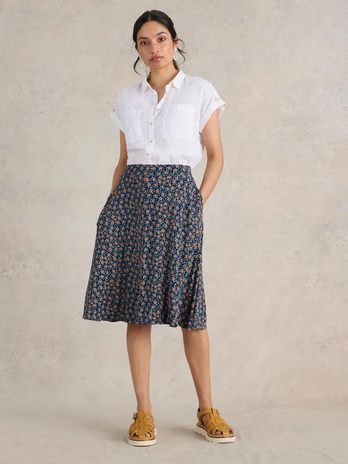 White Stuff SKIRTS Jade Jersey Skirt Navy Print 8211 Women White Stuff SKIRTS Jade Jersey Skirt Navy Print 8211 Women