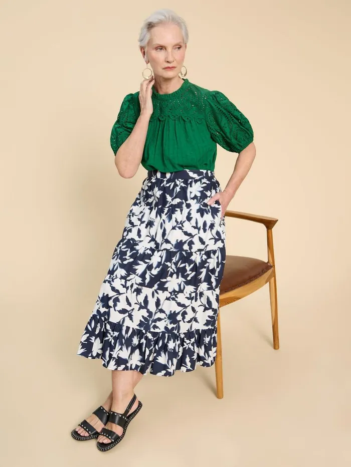 White Stuff SKIRTS Mayra Mixed Print Midi Skirt Navy Print 8211 Women White Stuff SKIRTS Mayra Mixed Print Midi Skirt Navy Print 8211 Women