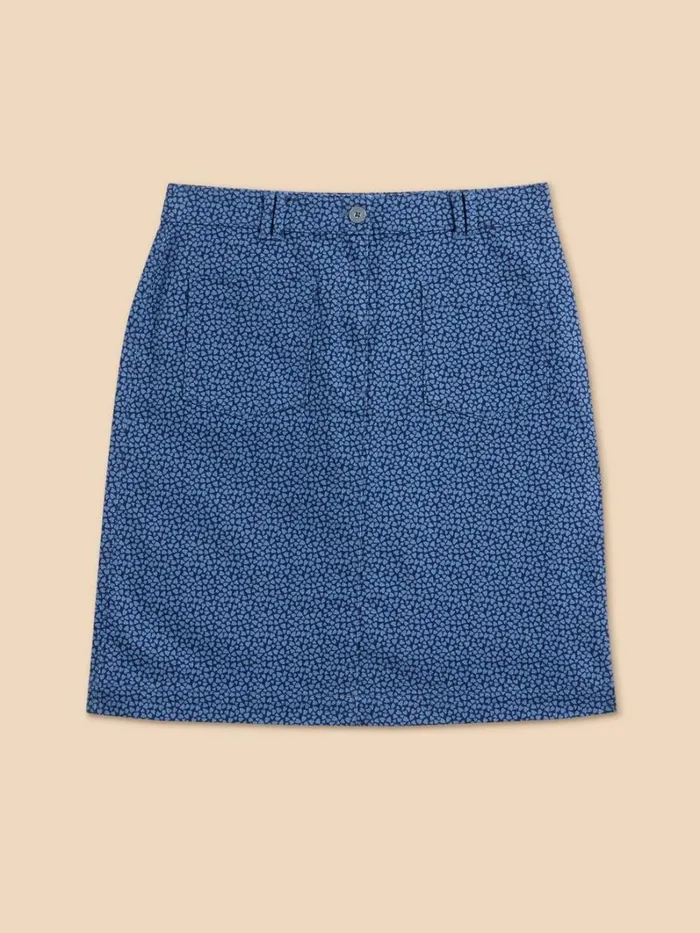 White Stuff SKIRTS Melody Twill Skirt Blue Print 8211 Women White Stuff SKIRTS Melody Twill Skirt Blue Print 8211 Women