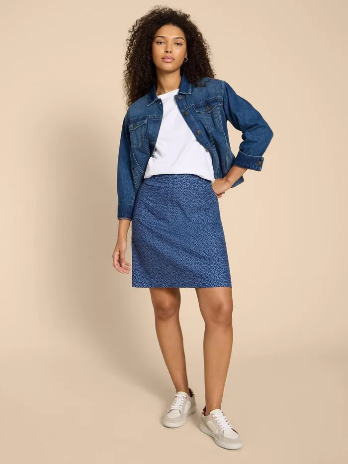 White Stuff SKIRTS Melody Twill Skirt Blue Print 8211 Women White Stuff SKIRTS Melody Twill Skirt Blue Print 8211 Women