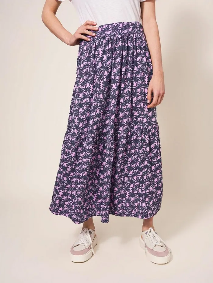 White Stuff SKIRTS Mia Jersey Midi Skirt Pink Multi 8211 Women