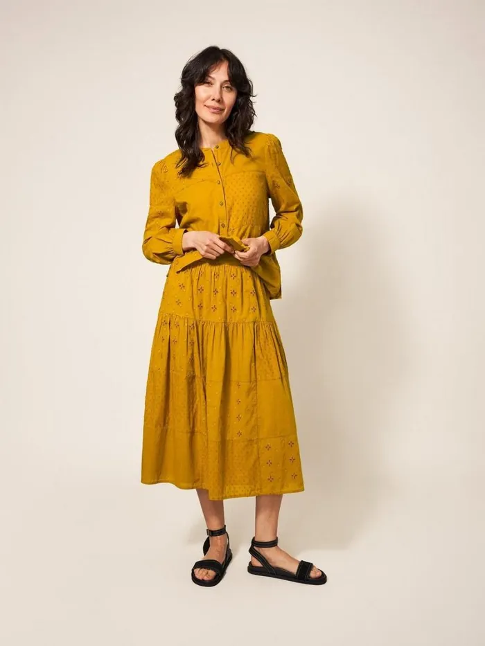 White Stuff SKIRTS Patchwork Broderie Midi Skirt Mid Tan 8211 Women White Stuff SKIRTS Patchwork Broderie Midi Skirt Mid Tan 8211 Women