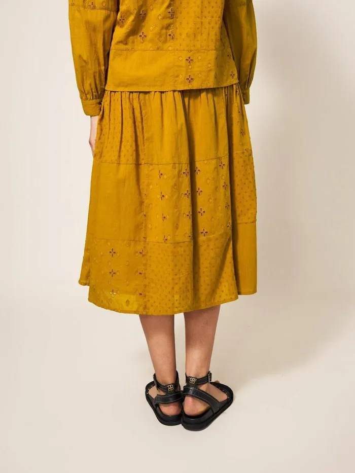 White Stuff SKIRTS Patchwork Broderie Midi Skirt Mid Tan 8211 Women White Stuff SKIRTS Patchwork Broderie Midi Skirt Mid Tan 8211 Women