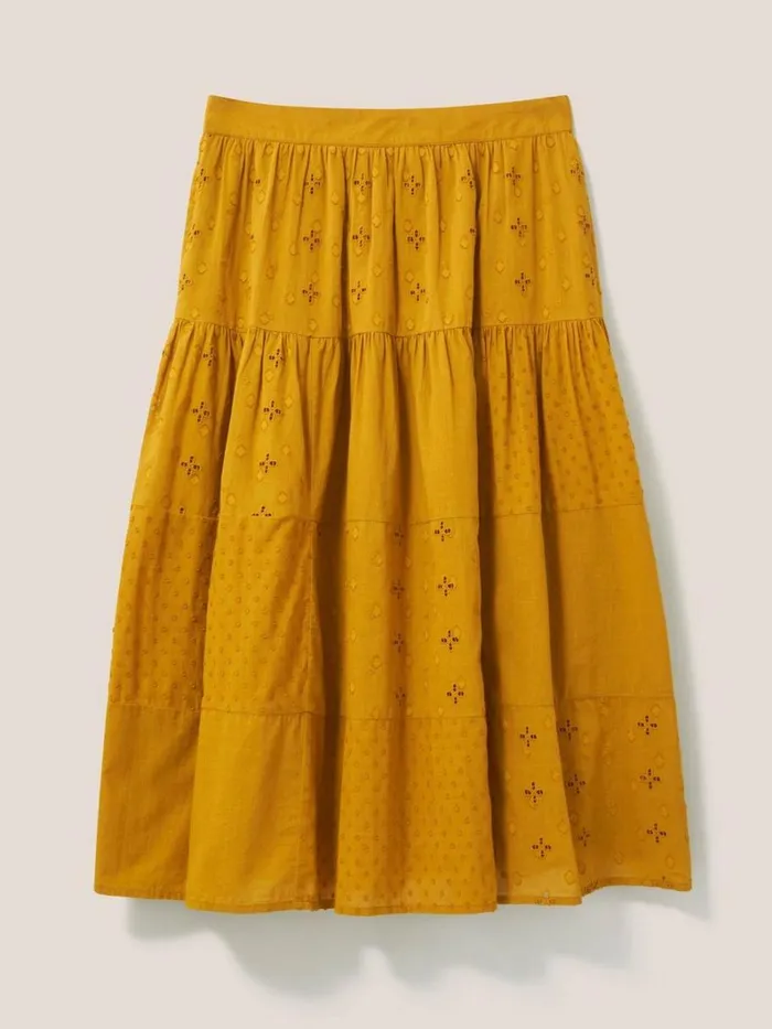 White Stuff SKIRTS Patchwork Broderie Midi Skirt Mid Tan 8211 Women White Stuff SKIRTS Patchwork Broderie Midi Skirt Mid Tan 8211 Women