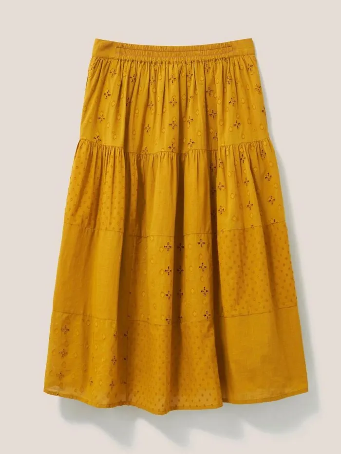 White Stuff SKIRTS Patchwork Broderie Midi Skirt Mid Tan 8211 Women White Stuff SKIRTS Patchwork Broderie Midi Skirt Mid Tan 8211 Women