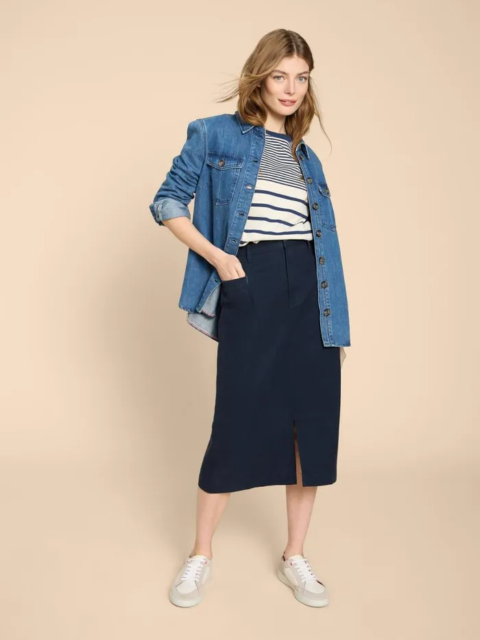 White Stuff SKIRTS Penny Midi Skirt Dark Navy 8211 Women White Stuff SKIRTS Penny Midi Skirt Dark Navy 8211 Women