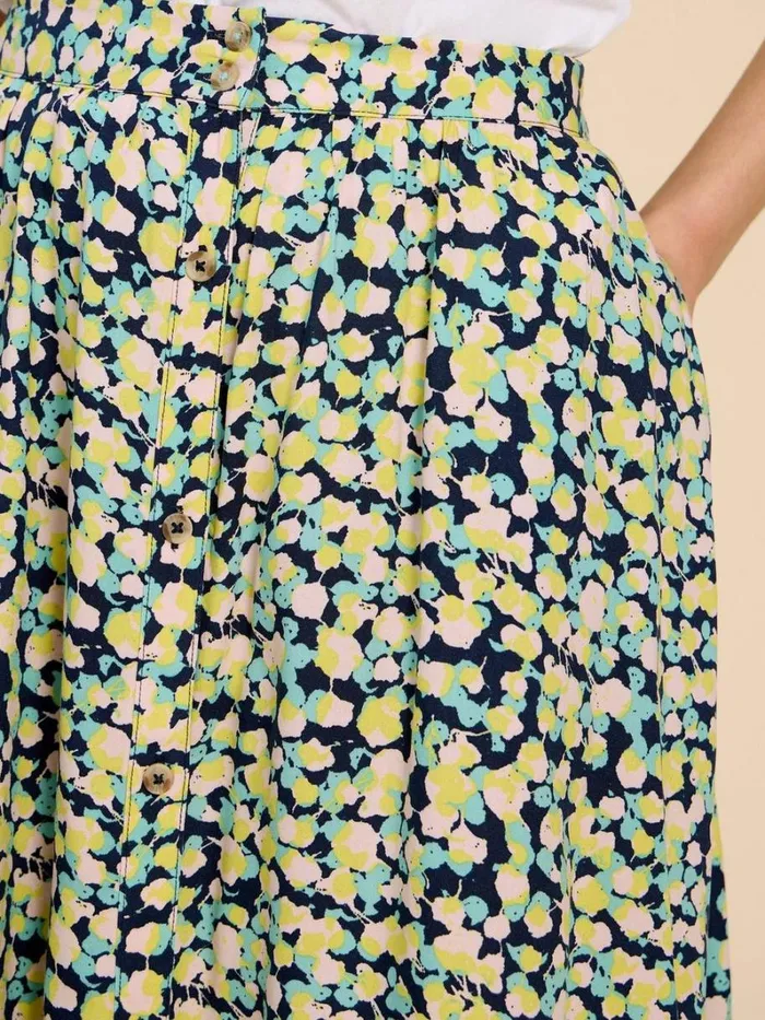 White Stuff SKIRTS Sarah Eco Vero Knee Skirt Navy Print 8211 Women