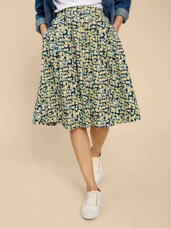 White Stuff SKIRTS Sarah Eco Vero Knee Skirt Navy Print 8211 Women White Stuff SKIRTS Sarah Eco Vero Knee Skirt Navy Print 8211 Women