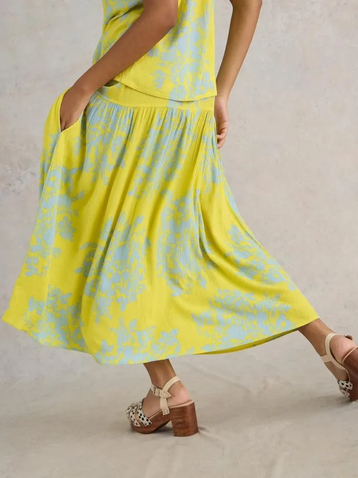 White Stuff SKIRTS Seema Eco Vero Midi Skirt Yellow Print 8211 Women White Stuff SKIRTS Seema Eco Vero Midi Skirt Yellow Print 8211 Women