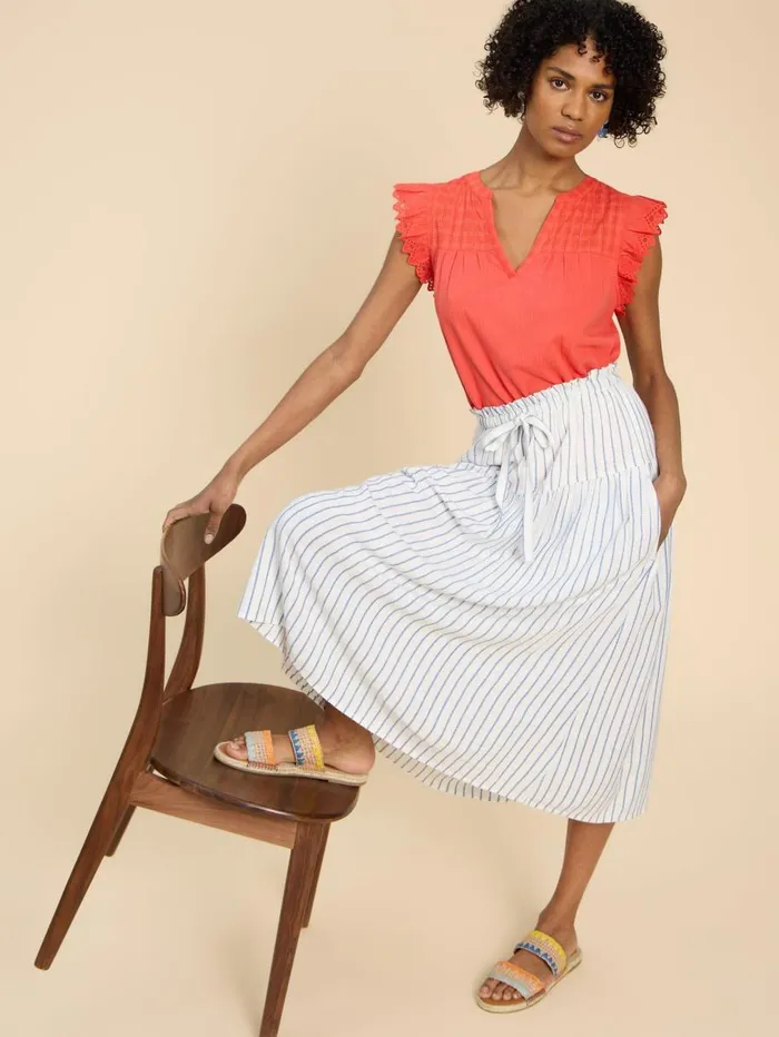 White Stuff SKIRTS Seema Eco Vero Stripe Skirt Ivory Multi 8211 Women White Stuff SKIRTS Seema Eco Vero Stripe Skirt Ivory Multi 8211 Women