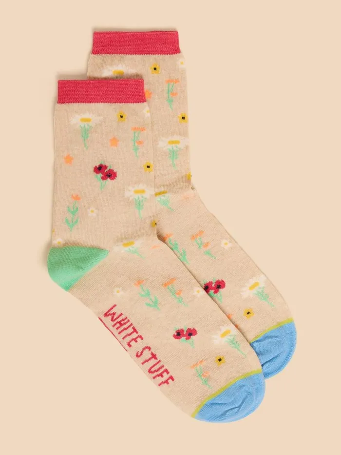 White Stuff SOCKS Daisy Floral Ankle Sock Natural Multi 8211 Women White Stuff SOCKS Daisy Floral Ankle Sock Natural Multi 8211 Women