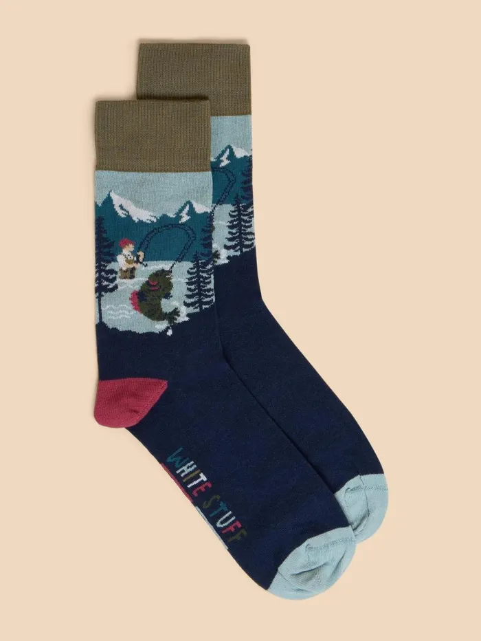 White Stuff SOCKS Fishing Scene Ankle Sock Blue Multi 8211 Men White Stuff SOCKS Fishing Scene Ankle Sock Blue Multi 8211 Men