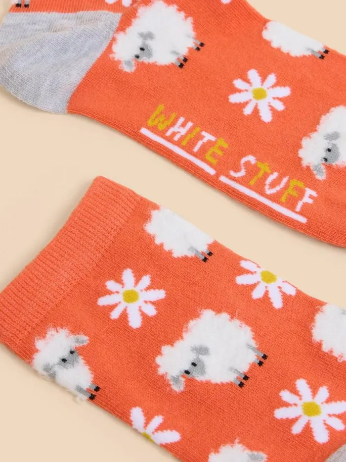 White Stuff SOCKS Fluffy Sheep Ankle Sock Coral Multi 8211 Women
