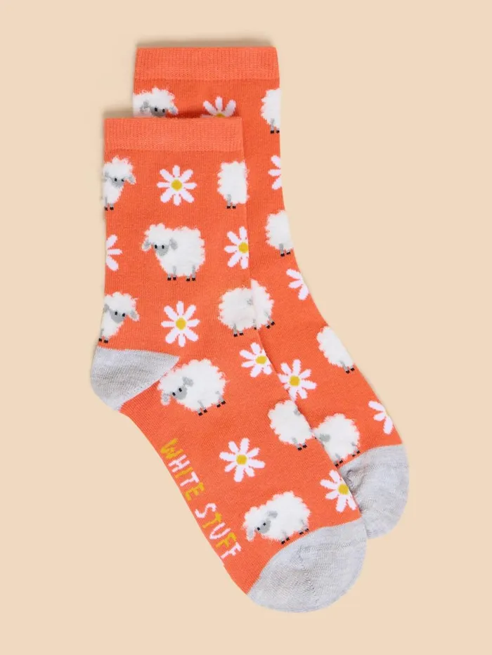 White Stuff SOCKS Fluffy Sheep Ankle Sock Coral Multi 8211 Women White Stuff SOCKS Fluffy Sheep Ankle Sock Coral Multi 8211 Women