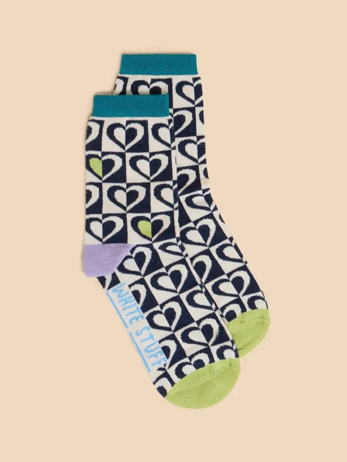 White Stuff SOCKS Graphic Heart Ankle Sock Natural Multi 8211 Women White Stuff SOCKS Graphic Heart Ankle Sock Natural Multi 8211 Women