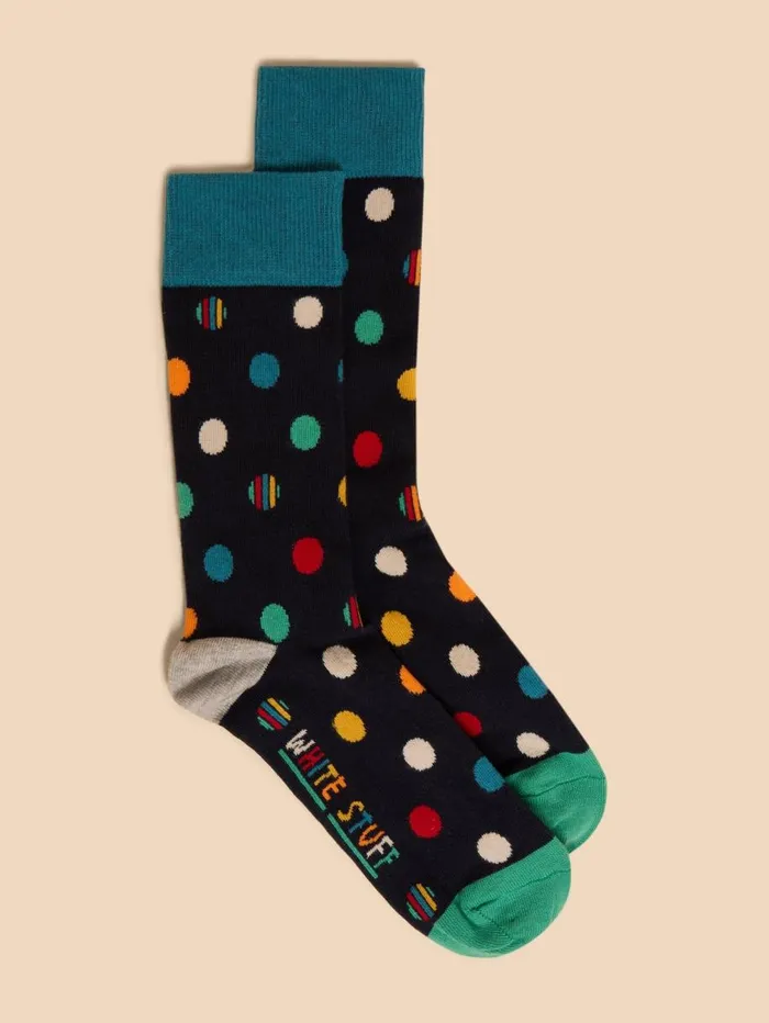 White Stuff SOCKS Polka Dot Ankle Sock Navy Multi 8211 Men White Stuff SOCKS Polka Dot Ankle Sock Navy Multi 8211 Men