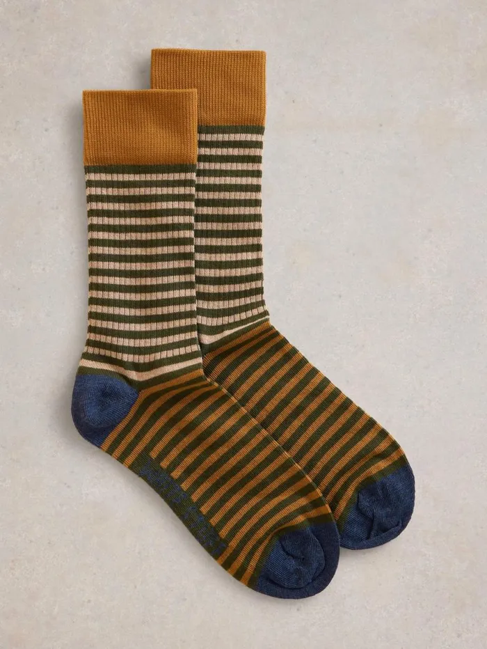 White Stuff SOCKS Ribbed Stripe Ankle Sock Green Multi 8211 Men White Stuff SOCKS Ribbed Stripe Ankle Sock Green Multi 8211 Men
