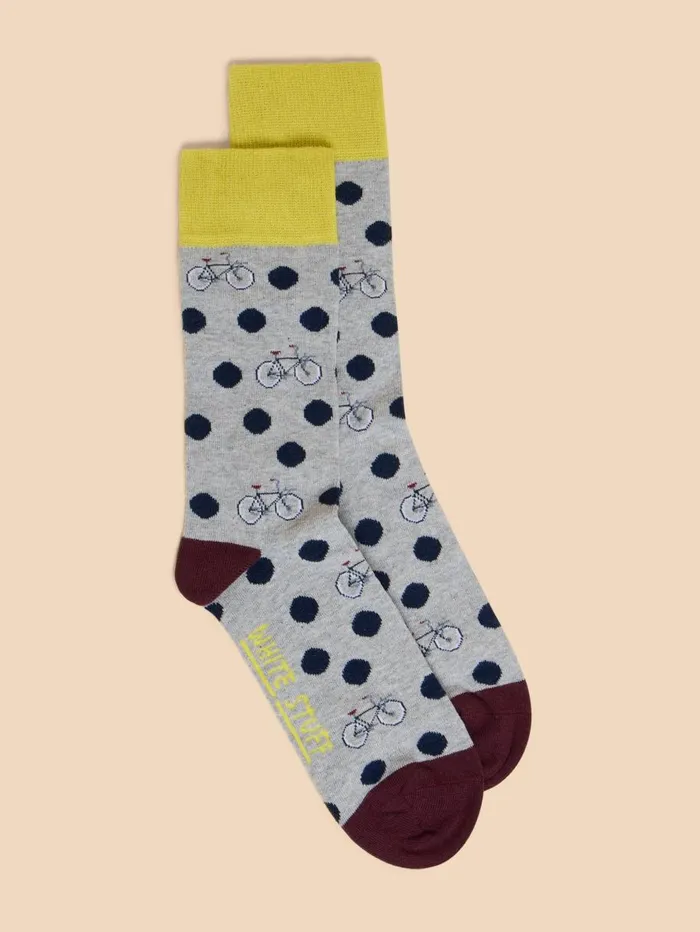 White Stuff SOCKS Spot Bicycle Ankle Sock Grey Multi 8211 Men White Stuff SOCKS Spot Bicycle Ankle Sock Grey Multi 8211 Men