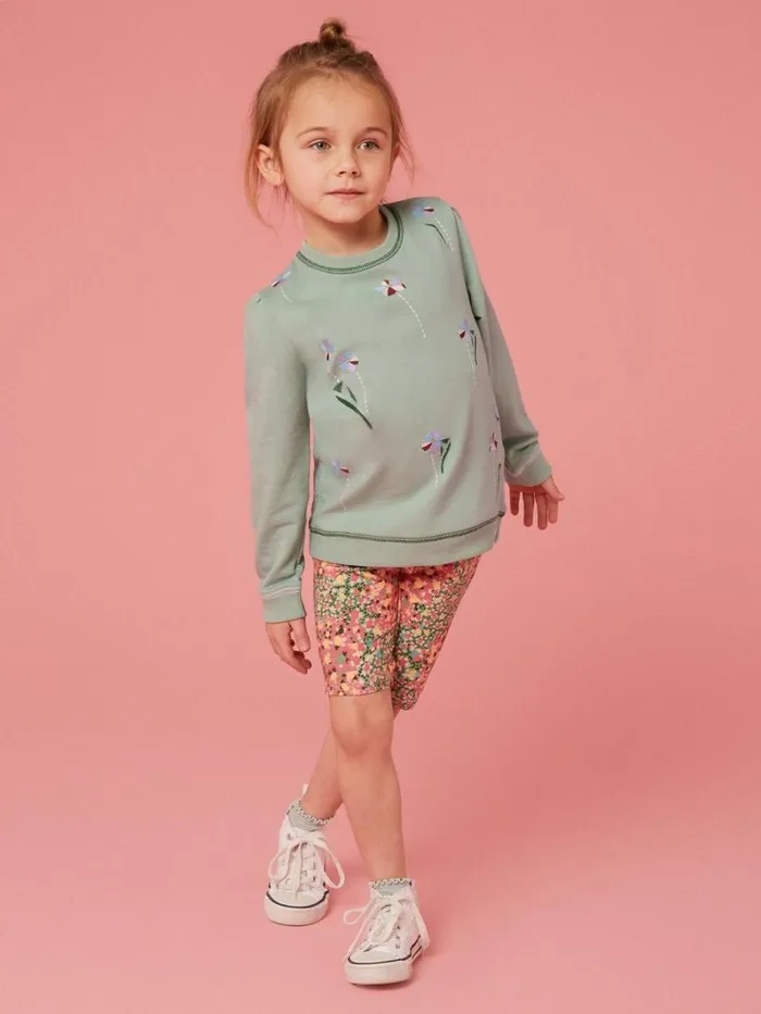 White Stuff SWEATS Bouquet Jersey Sweat Green Multi 8211 Kids