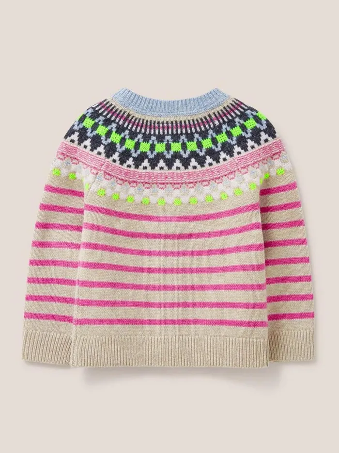 White Stuff SWEATS Woodland Fairisle Cardi Kids Natural Multi 8211 Kids