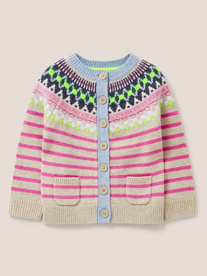 White Stuff SWEATS Woodland Fairisle Cardi Kids Natural Multi 8211 Kids