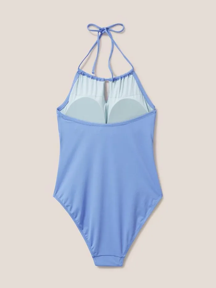 White Stuff SWIMWEAR Tamarin High Leg Swimsuit Mid Blue 8211 Women White Stuff SWIMWEAR Tamarin High Leg Swimsuit Mid Blue 8211 Women