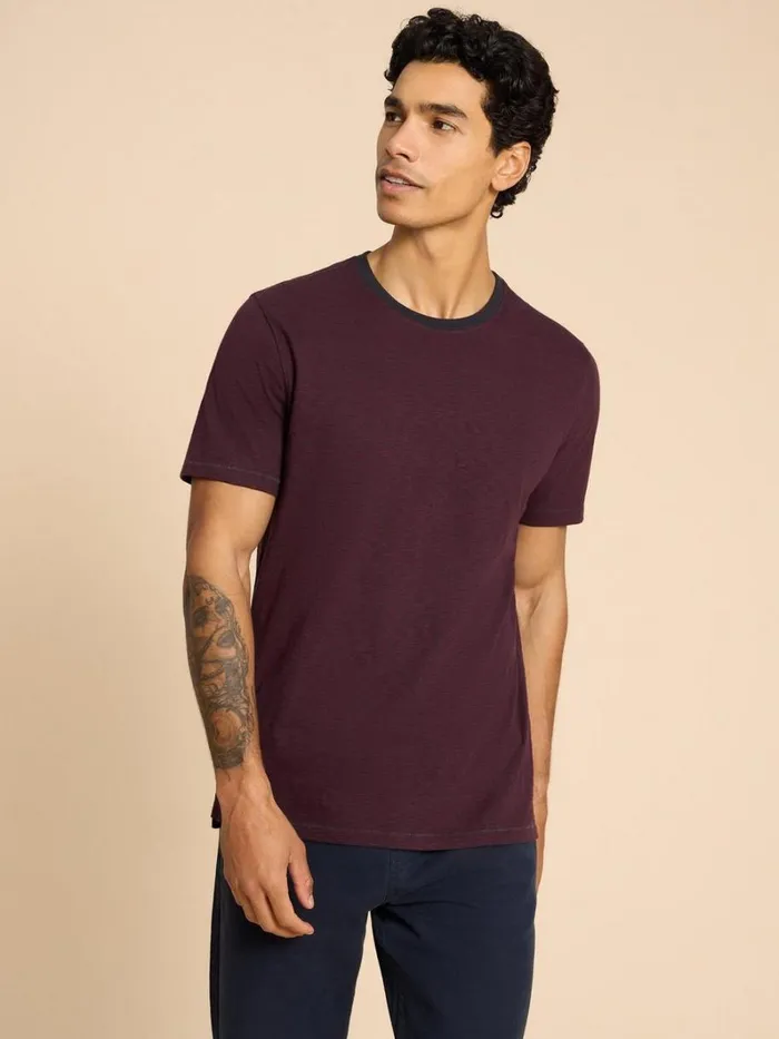 White Stuff TSHIRTS Abersoch SS Stripe Tee Plum Multi 8211 Men