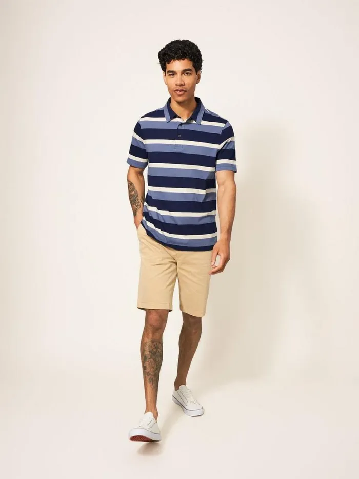 White Stuff TSHIRTS Block Stripe SS Polo Blue Multi 8211 Men
