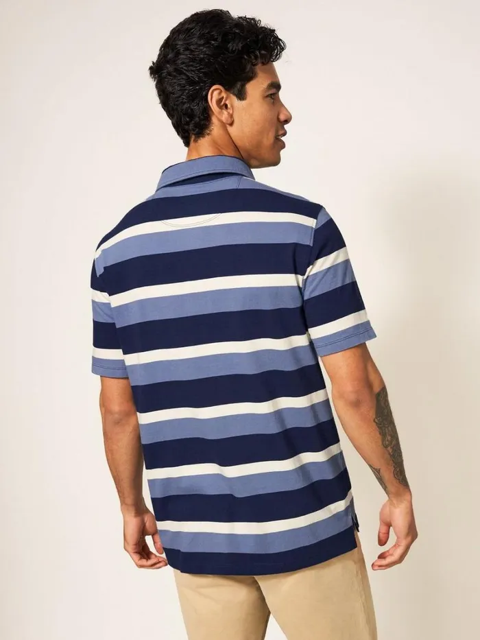 White Stuff TSHIRTS Block Stripe SS Polo Blue Multi 8211 Men White Stuff TSHIRTS Block Stripe SS Polo Blue Multi 8211 Men