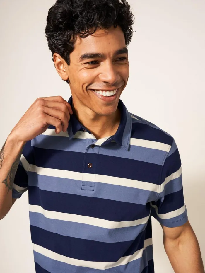 White Stuff TSHIRTS Block Stripe SS Polo Blue Multi 8211 Men White Stuff TSHIRTS Block Stripe SS Polo Blue Multi 8211 Men