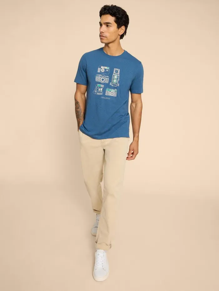 White Stuff TSHIRTS Camera Chronicles Graphic Tee Blue Print 8211 Men White Stuff TSHIRTS Camera Chronicles Graphic Tee Blue Print 8211 Men
