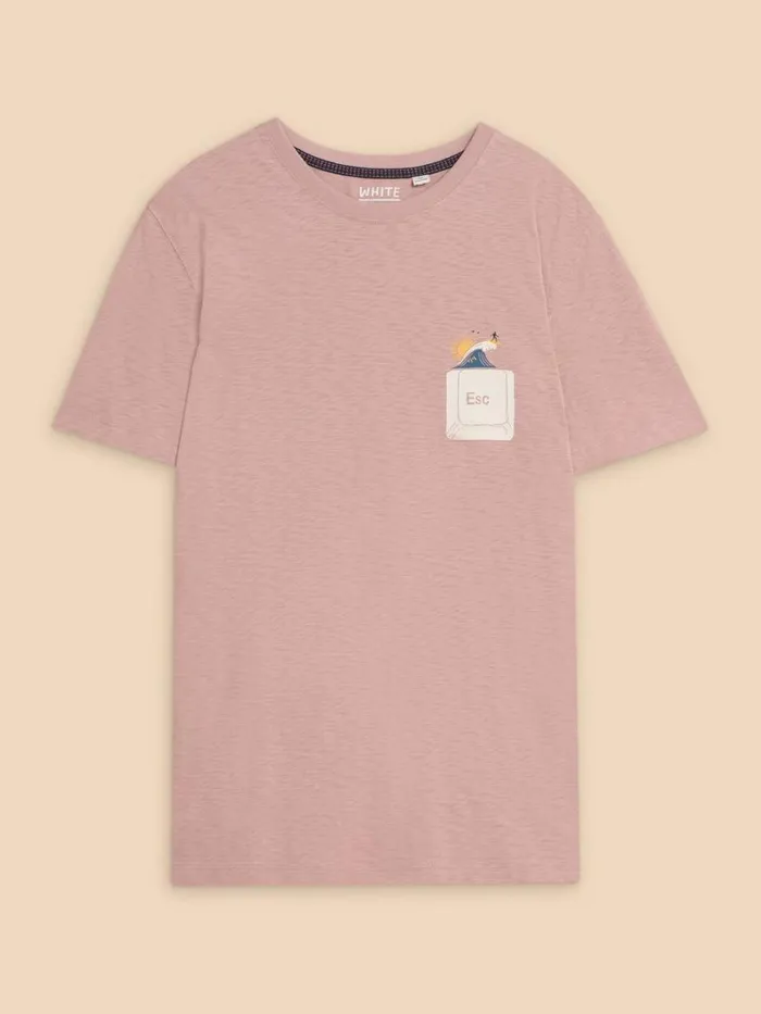 White Stuff TSHIRTS Escape Graphic Short Sleeve Tee Pink Print 8211 Men White Stuff TSHIRTS Escape Graphic Short Sleeve Tee Pink Print 8211 Men