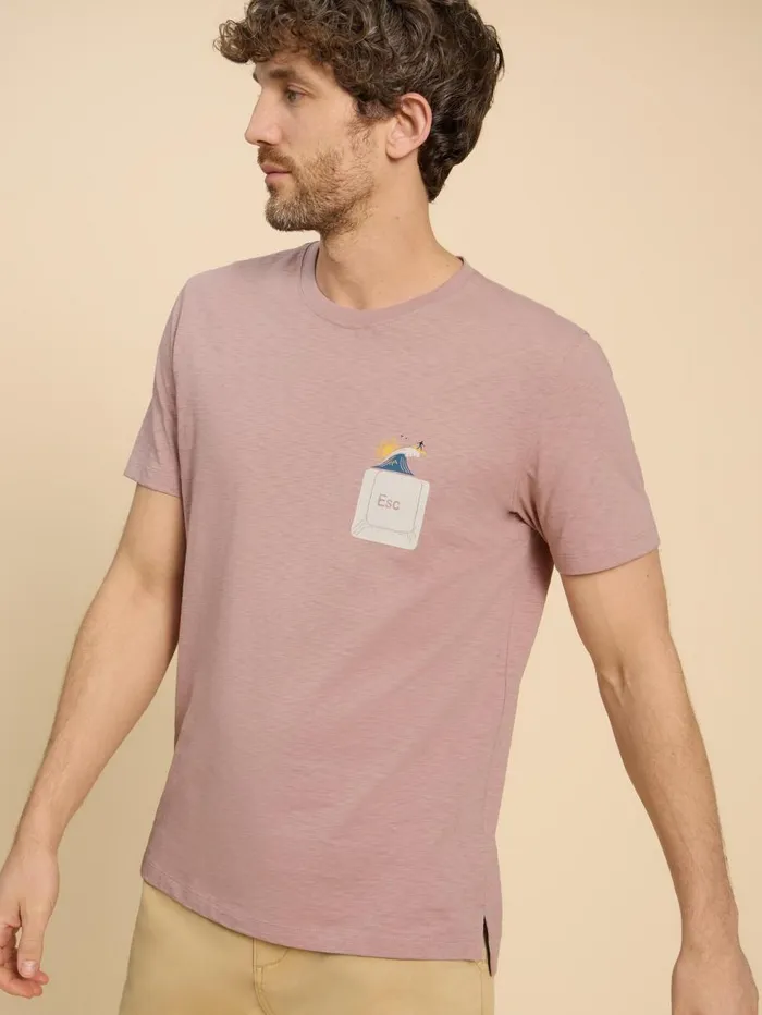 White Stuff TSHIRTS Escape Graphic Short Sleeve Tee Pink Print 8211 Men White Stuff TSHIRTS Escape Graphic Short Sleeve Tee Pink Print 8211 Men