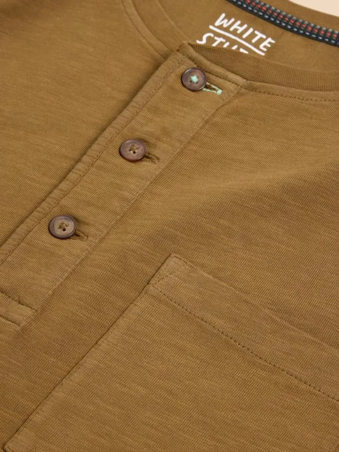 White Stuff TSHIRTS Newton LS Henley Khaki Green 8211 Men White Stuff TSHIRTS Newton LS Henley Khaki Green 8211 Men