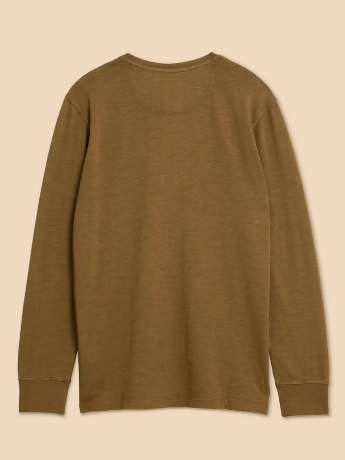 White Stuff TSHIRTS Newton LS Henley Khaki Green 8211 Men White Stuff TSHIRTS Newton LS Henley Khaki Green 8211 Men