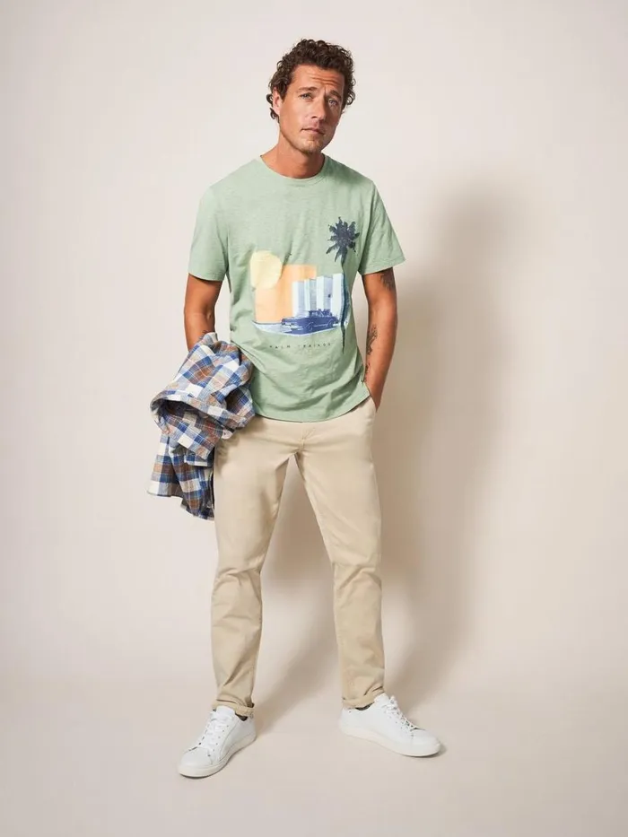 White Stuff TSHIRTS Palm Springs Graphic Tee Dusty Green 8211 Men