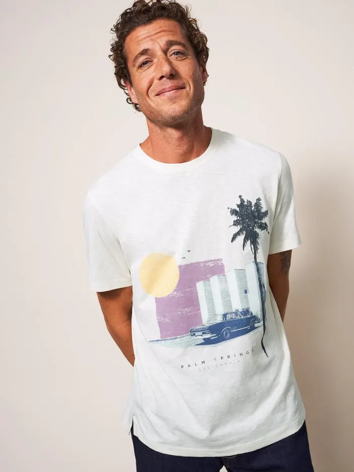 White Stuff TSHIRTS Palm Springs Graphic Tee Natural White 8211 Men White Stuff TSHIRTS Palm Springs Graphic Tee Natural White 8211 Men