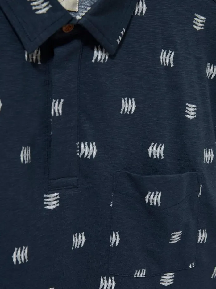 White Stuff TSHIRTS Sardine Printed SS Polo Navy 8211 Men White Stuff TSHIRTS Sardine Printed SS Polo Navy 8211 Men