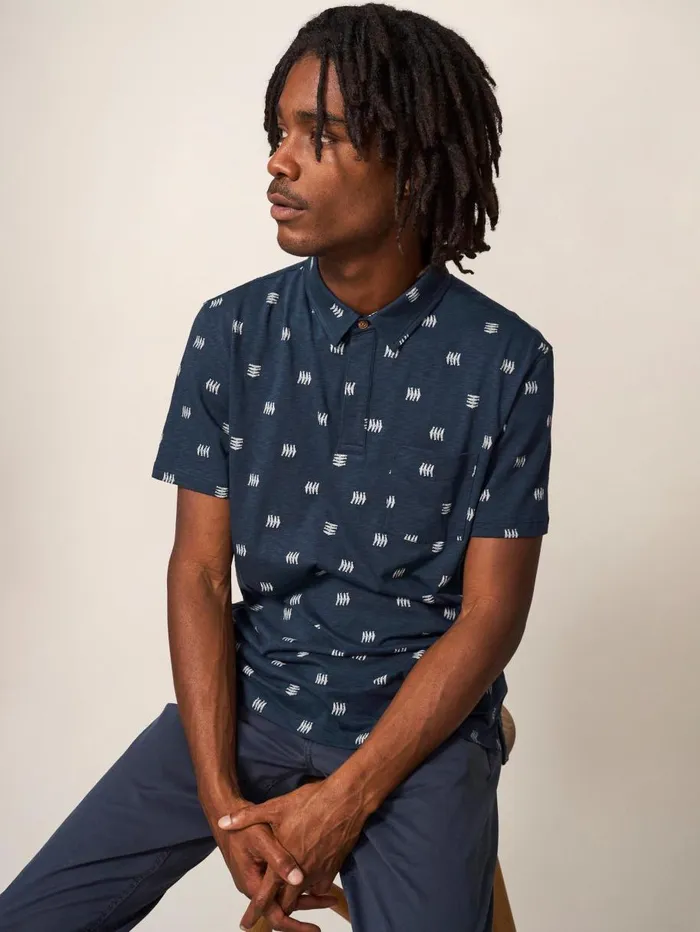 White Stuff TSHIRTS Sardine Printed SS Polo Navy 8211 Men White Stuff TSHIRTS Sardine Printed SS Polo Navy 8211 Men
