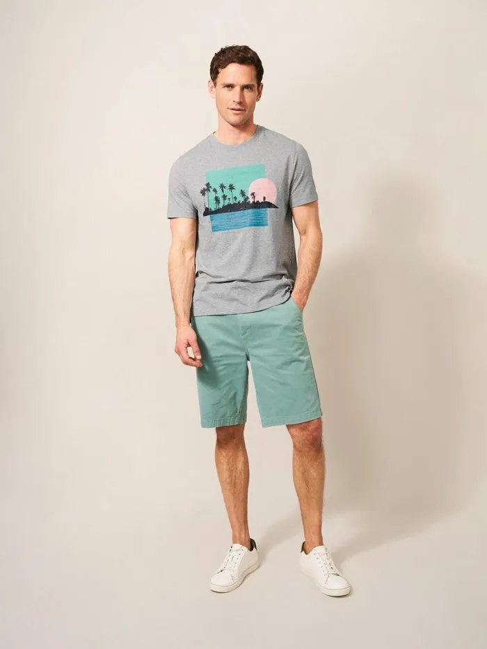 White Stuff TSHIRTS Sunset Surf Graphic Tee Grey Marl 8211 Men