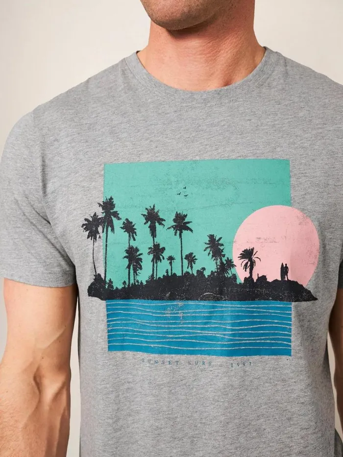 White Stuff TSHIRTS Sunset Surf Graphic Tee Grey Marl 8211 Men White Stuff TSHIRTS Sunset Surf Graphic Tee Grey Marl 8211 Men