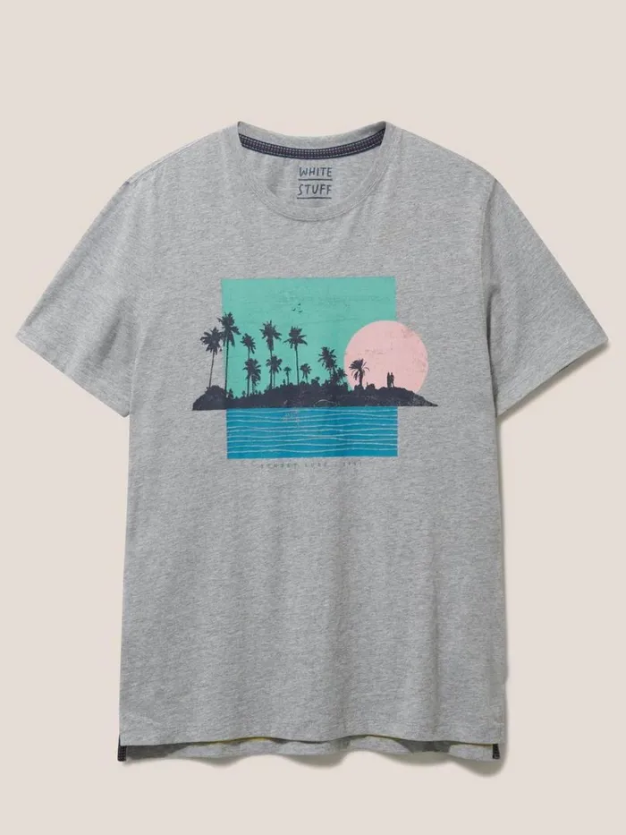 White Stuff TSHIRTS Sunset Surf Graphic Tee Grey Marl 8211 Men White Stuff TSHIRTS Sunset Surf Graphic Tee Grey Marl 8211 Men