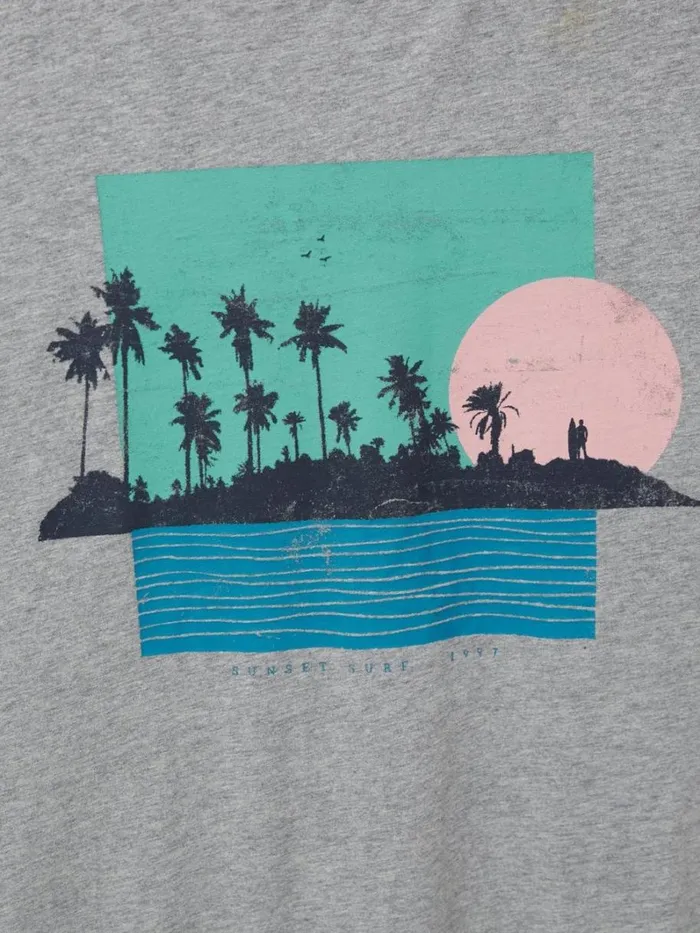 White Stuff TSHIRTS Sunset Surf Graphic Tee Grey Marl 8211 Men White Stuff TSHIRTS Sunset Surf Graphic Tee Grey Marl 8211 Men