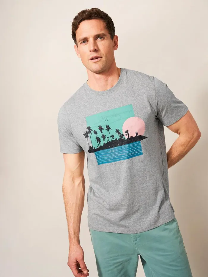 White Stuff TSHIRTS Sunset Surf Graphic Tee Grey Marl 8211 Men White Stuff TSHIRTS Sunset Surf Graphic Tee Grey Marl 8211 Men