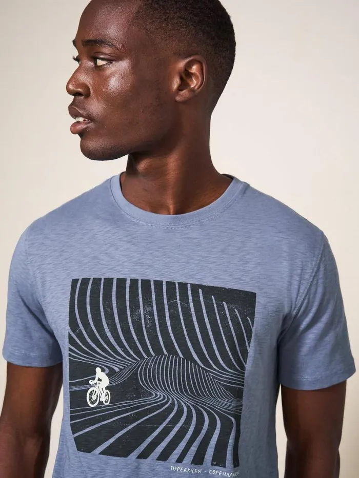 White Stuff TSHIRTS Superkilen Graphic Tshirt Mid Blue 8211 Men