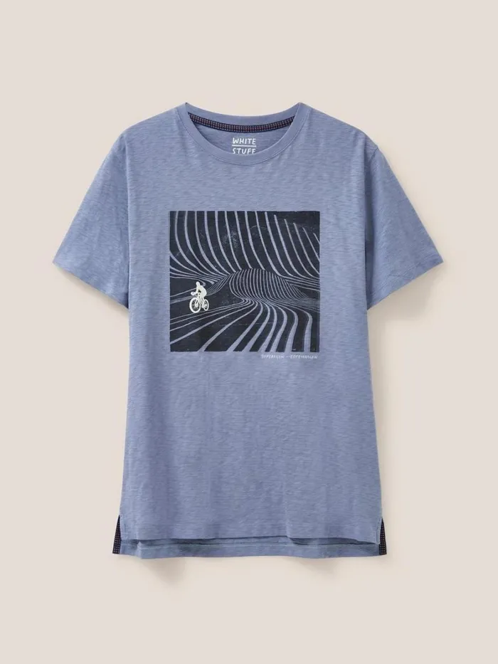 White Stuff TSHIRTS Superkilen Graphic Tshirt Mid Blue 8211 Men White Stuff TSHIRTS Superkilen Graphic Tshirt Mid Blue 8211 Men