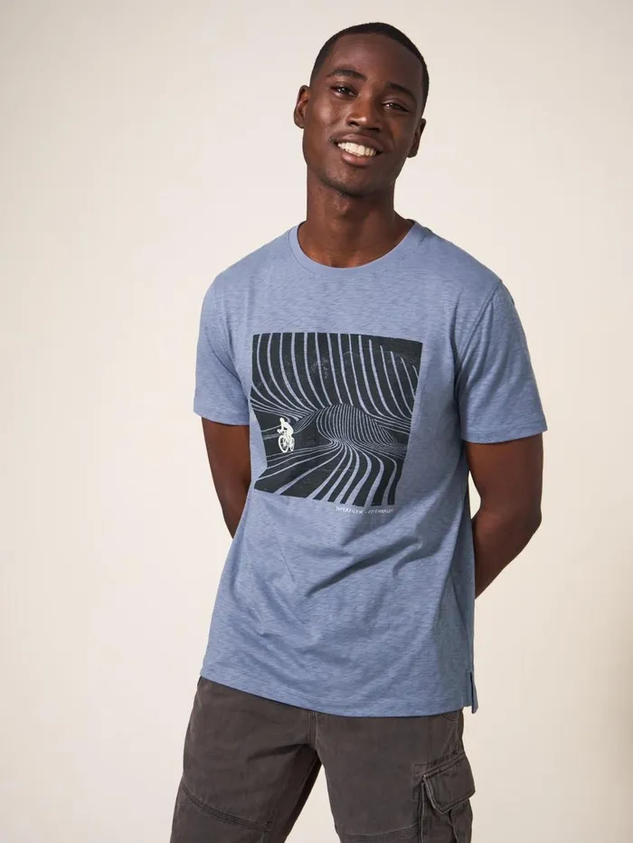 White Stuff TSHIRTS Superkilen Graphic Tshirt Mid Blue 8211 Men White Stuff TSHIRTS Superkilen Graphic Tshirt Mid Blue 8211 Men