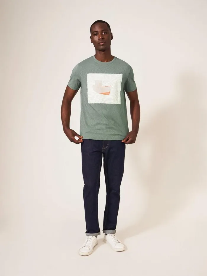 White Stuff TSHIRTS Trawler Graphic Tshirt Dusty Green 8211 Men White Stuff TSHIRTS Trawler Graphic Tshirt Dusty Green 8211 Men