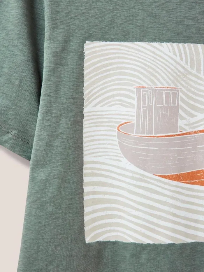 White Stuff TSHIRTS Trawler Graphic Tshirt Dusty Green 8211 Men White Stuff TSHIRTS Trawler Graphic Tshirt Dusty Green 8211 Men
